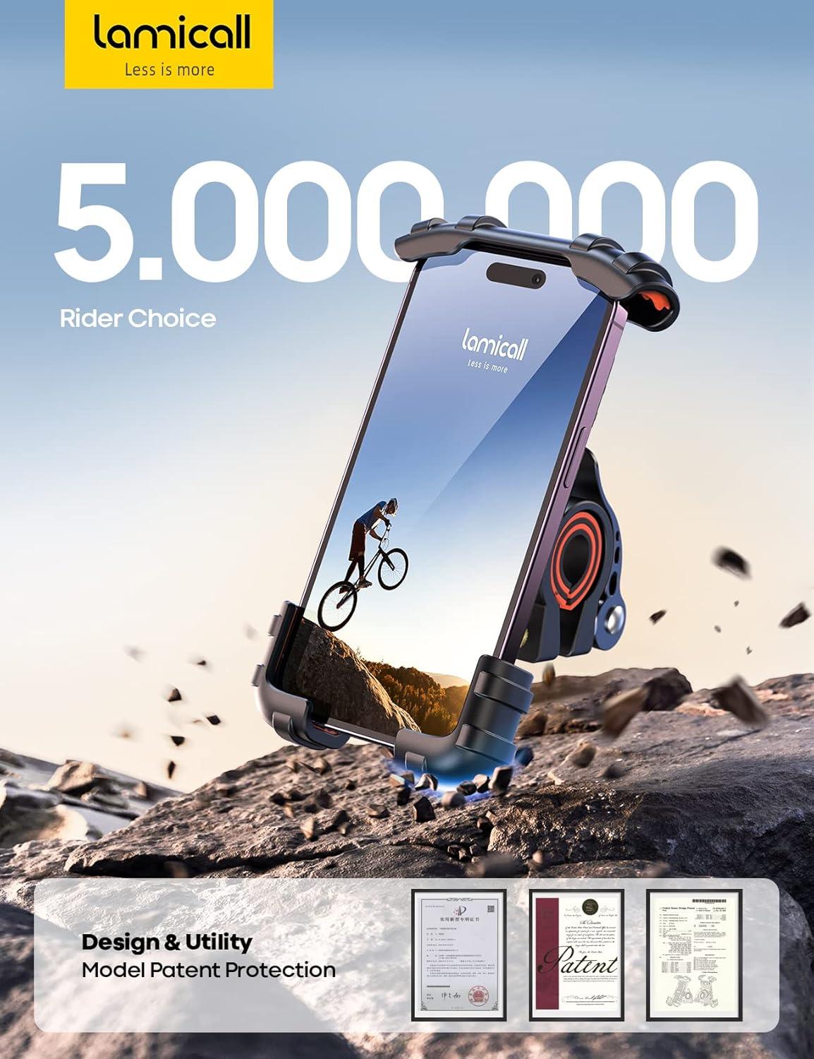 imageLamicall Bike Phone Holder Motorcycle Mount  Motorcycle Phone Holder Handlebar Cell Phone Clamp Scooter Phone Clip for iPhone 16 Pro MaxPlus 15 Pro Max S10 S20 More 47quot to 68quot SmartphonesOrange