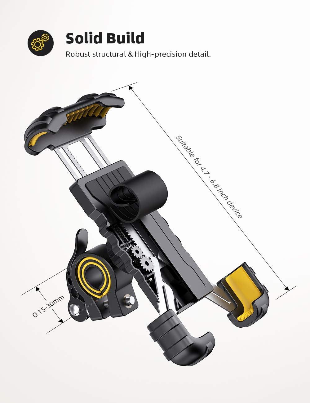imageLamicall Bike Phone Holder Motorcycle Mount  Motorcycle Phone Holder Handlebar Cell Phone Clamp Scooter Phone Clip for iPhone 16 Pro MaxPlus 15 Pro Max S10 S20 More 47quot to 68quot SmartphonesYellow