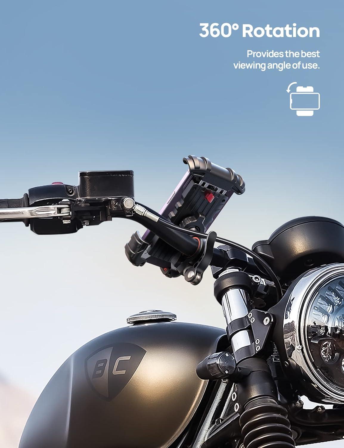 imageLamicall Bike Phone Holder Motorcycle Mount  Motorcycle Phone Holder Handlebar Cell Phone Clamp Scooter Phone Clip for iPhone 16 Pro MaxPlus 15 Pro Max S10 S20 More 47quot to 68quot SmartphonesOrange