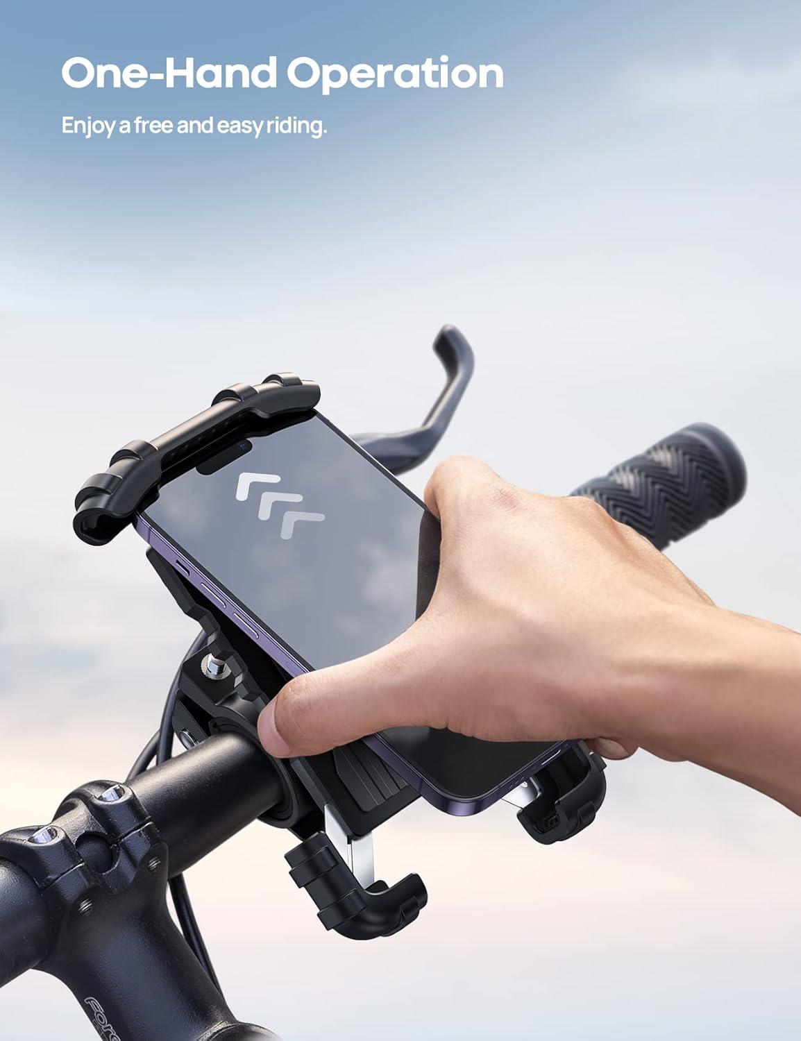 imageLamicall Bike Phone Holder Motorcycle Mount  Motorcycle Phone Holder Handlebar Cell Phone Clamp Scooter Phone Clip for iPhone 16 Pro MaxPlus 15 Pro Max S10 S20 More 47quot to 68quot SmartphonesBlack