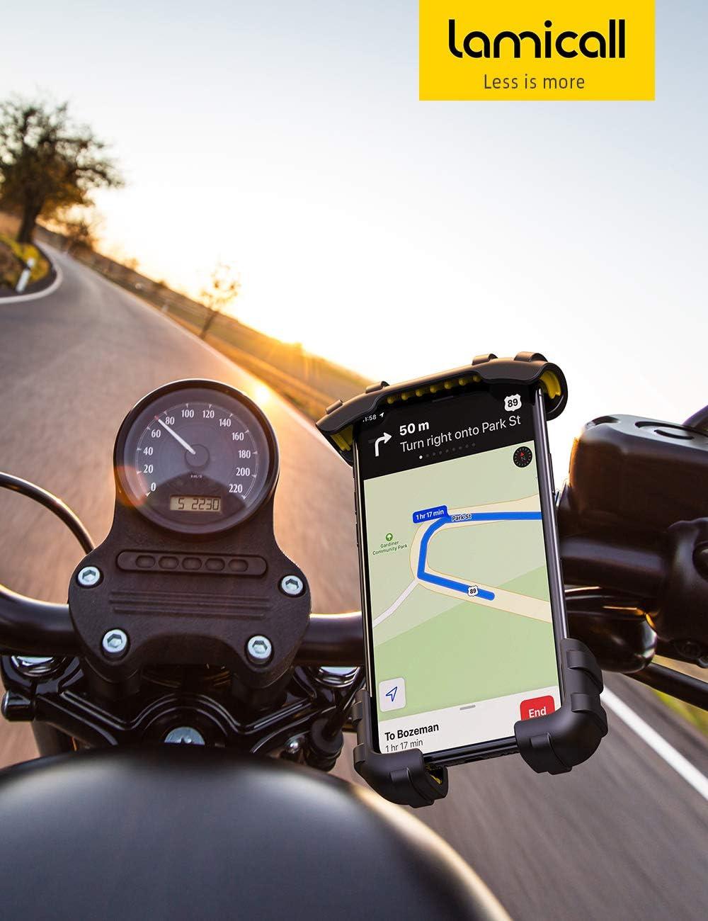 imageLamicall Bike Phone Holder Motorcycle Mount  Motorcycle Phone Holder Handlebar Cell Phone Clamp Scooter Phone Clip for iPhone 16 Pro MaxPlus 15 Pro Max S10 S20 More 47quot to 68quot SmartphonesYellow
