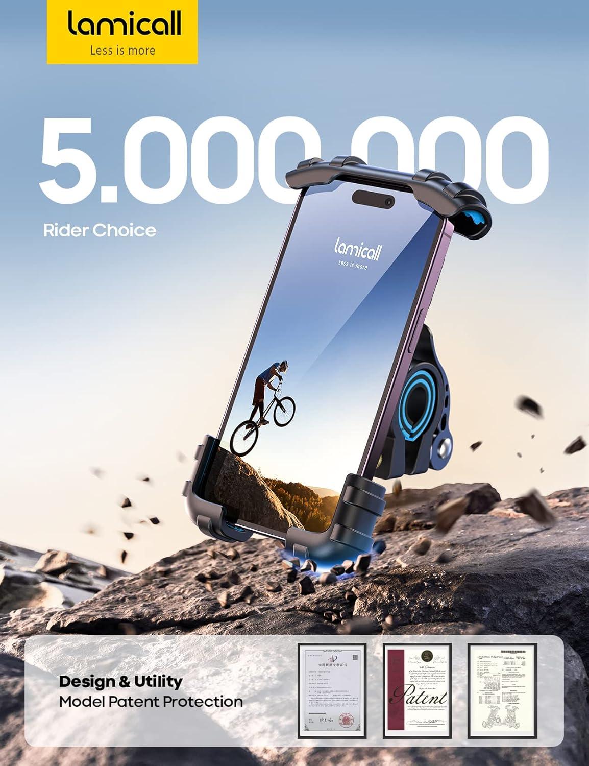 imageLamicall Bike Phone Holder Motorcycle Mount  Motorcycle Phone Holder Handlebar Cell Phone Clamp Scooter Phone Clip for iPhone 16 Pro MaxPlus 15 Pro Max S10 S20 More 47quot to 68quot SmartphonesBlue