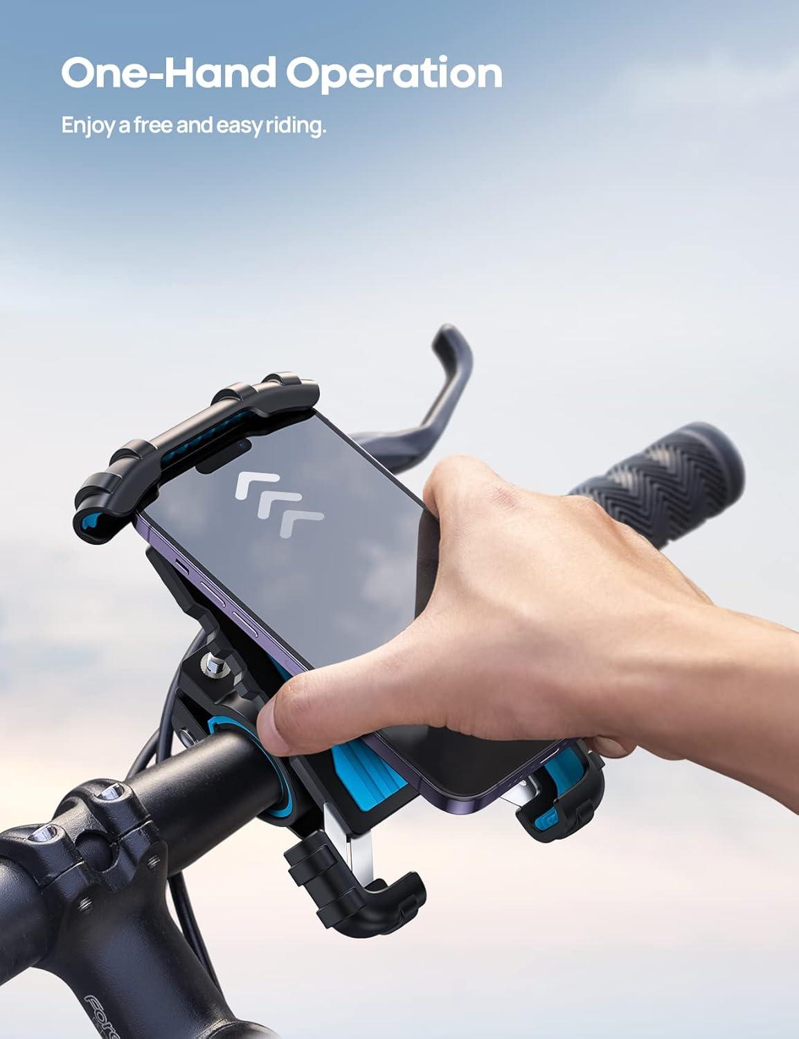 imageLamicall Bike Phone Holder Motorcycle Mount  Motorcycle Phone Holder Handlebar Cell Phone Clamp Scooter Phone Clip for iPhone 16 Pro MaxPlus 15 Pro Max S10 S20 More 47quot to 68quot SmartphonesBlue
