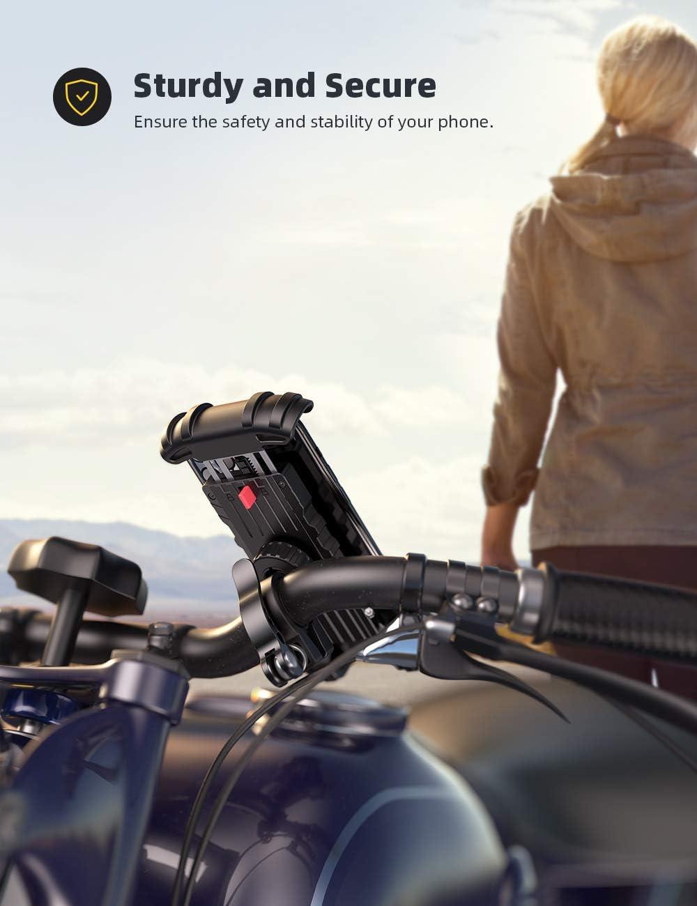imageLamicall Bike Phone Holder Motorcycle Mount  Motorcycle Phone Holder Handlebar Cell Phone Clamp Scooter Phone Clip for iPhone 16 Pro MaxPlus 15 Pro Max S10 S20 More 47quot to 68quot SmartphonesYellow