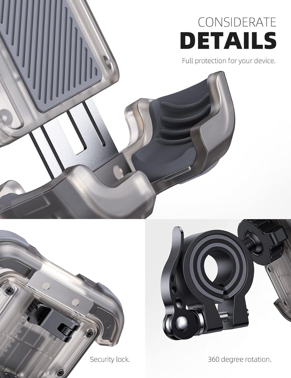 imageLamicall Bike Phone Mount Holder  Motorcycle Phone Mount Adjustable Cell Phone Holder Bicycle Scooter Handlebar Cradle Clip for iPhone 16 Pro MaxPlus iPhone 15 Plus iPhone 14 and 4768quot PhoneTransparent