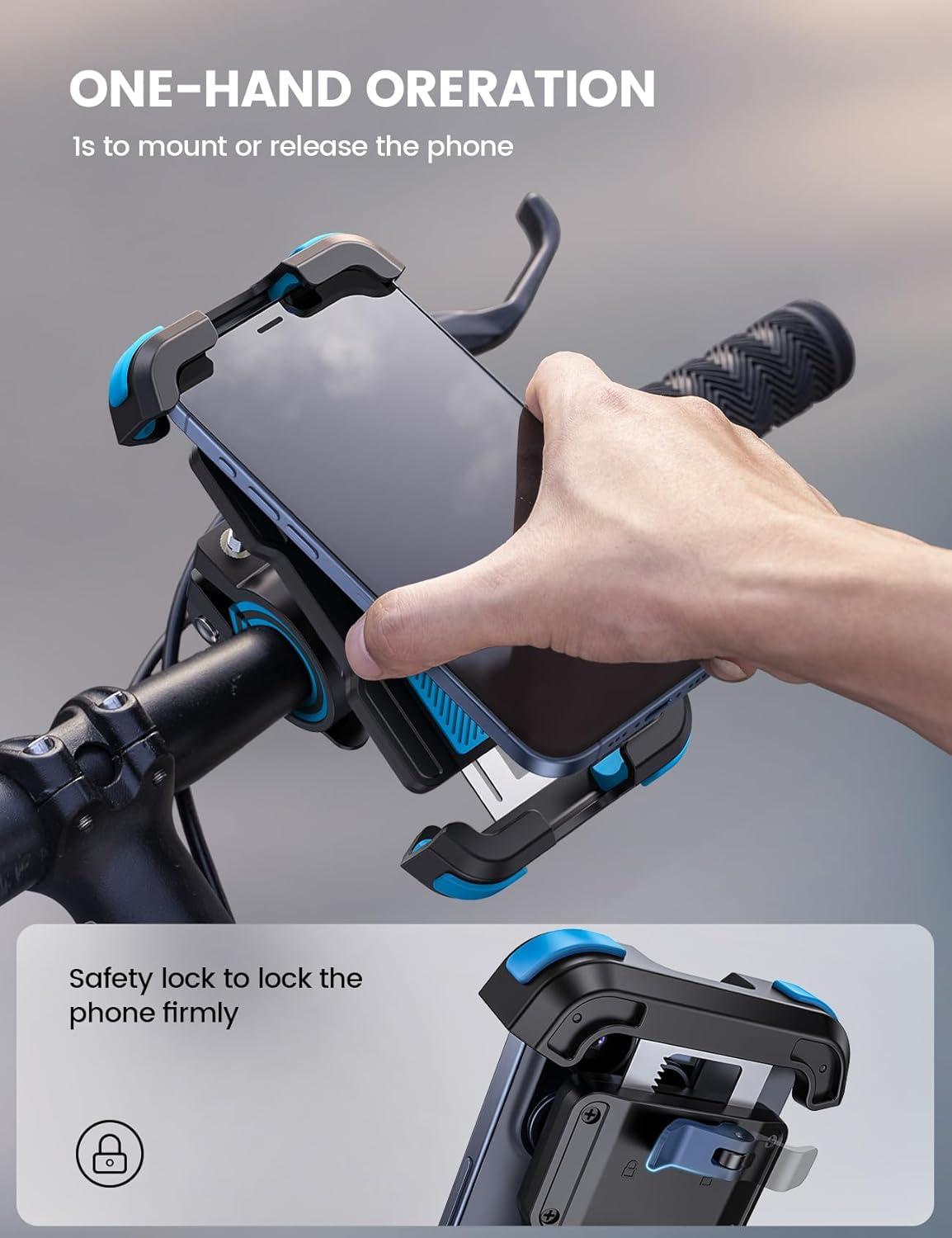 imageLamicall Bike Phone Mount Holder  Motorcycle Phone Mount Adjustable Cell Phone Holder Bicycle Scooter Handlebar Cradle Clip for iPhone 16 Pro MaxPlus iPhone 15 Plus iPhone 14 and 4768quot PhoneBlue