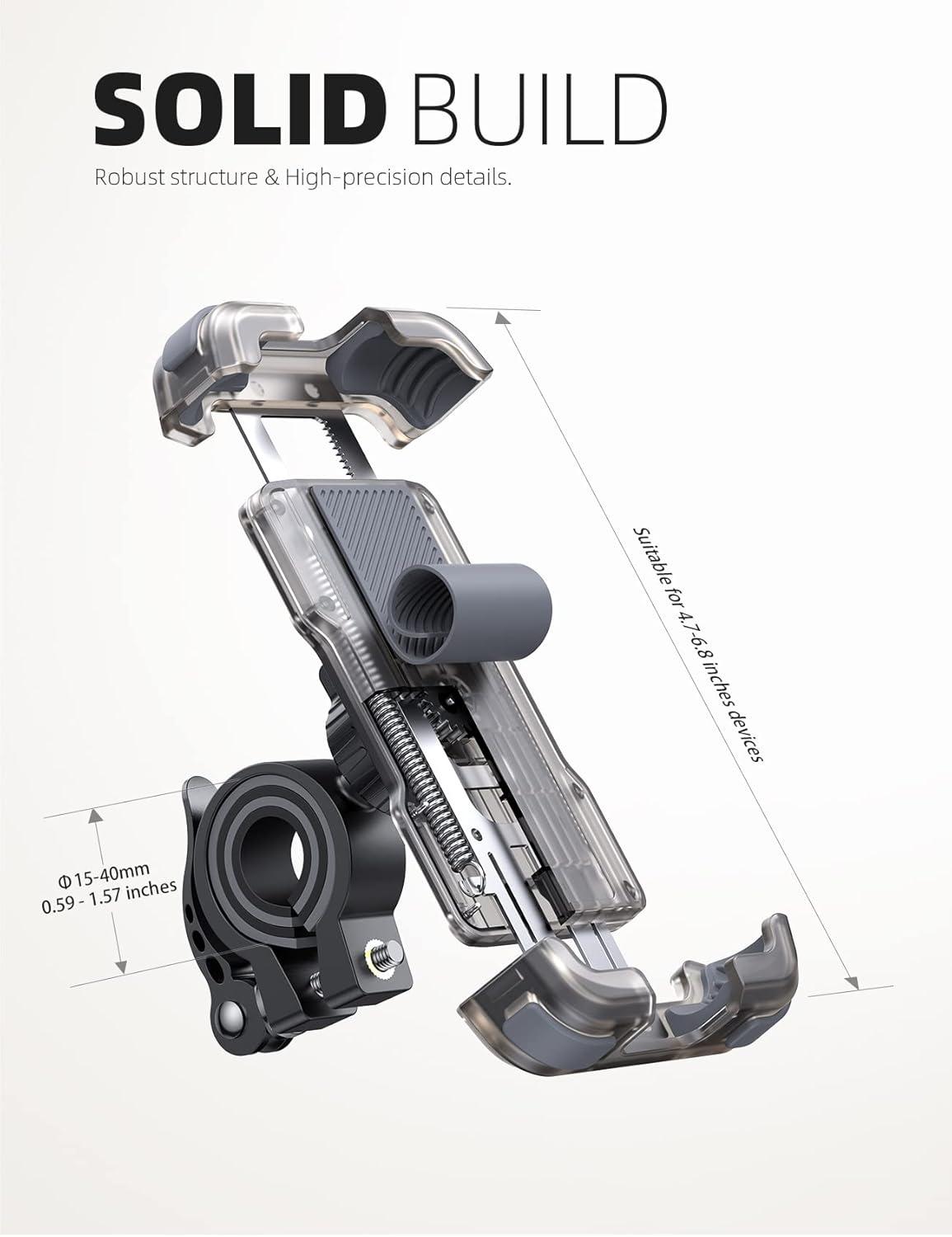 imageLamicall Bike Phone Mount Holder  Motorcycle Phone Mount Adjustable Cell Phone Holder Bicycle Scooter Handlebar Cradle Clip for iPhone 16 Pro MaxPlus iPhone 15 Plus iPhone 14 and 4768quot PhoneTransparent