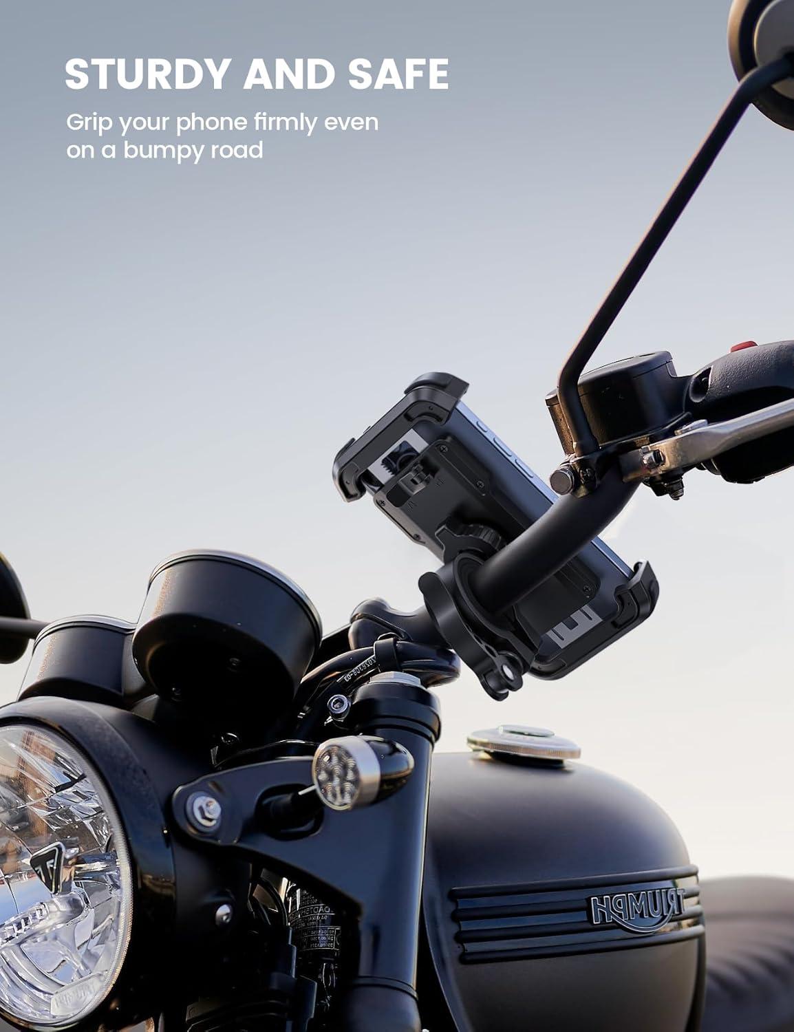 imageLamicall Bike Phone Mount Holder  Motorcycle Phone Mount Adjustable Cell Phone Holder Bicycle Scooter Handlebar Cradle Clip for iPhone 16 Pro MaxPlus iPhone 15 Plus iPhone 14 and 4768quot PhoneBlack