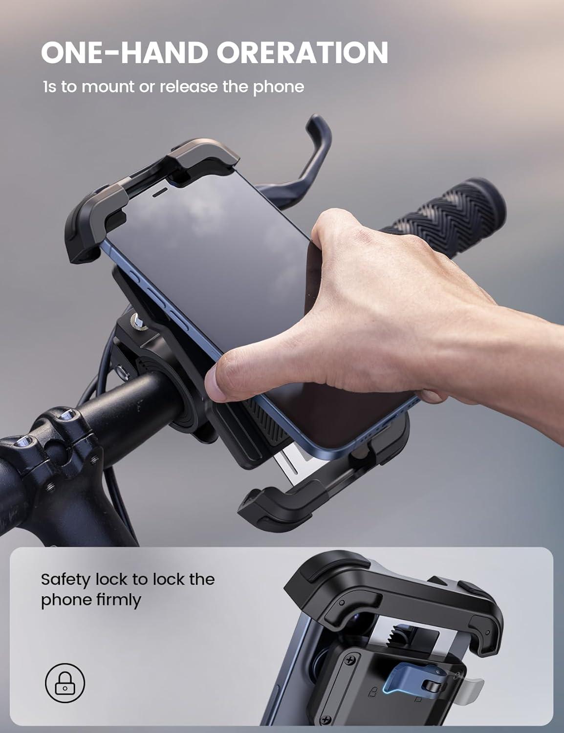 imageLamicall Bike Phone Mount Holder  Motorcycle Phone Mount Adjustable Cell Phone Holder Bicycle Scooter Handlebar Cradle Clip for iPhone 16 Pro MaxPlus iPhone 15 Plus iPhone 14 and 4768quot PhoneBlack