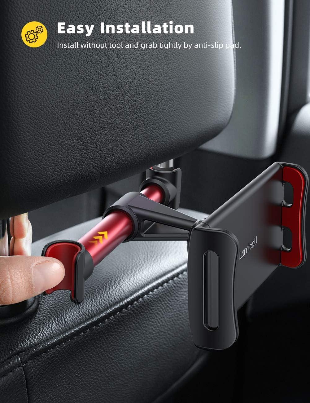 imageLamicall Car Headrest Mount Tablet Headrest Holder  Stand Cradle Compatible with iPad Pro Air Mini Galaxy Tabs Other 47105quot Cellphones and Tablets  BlackRed