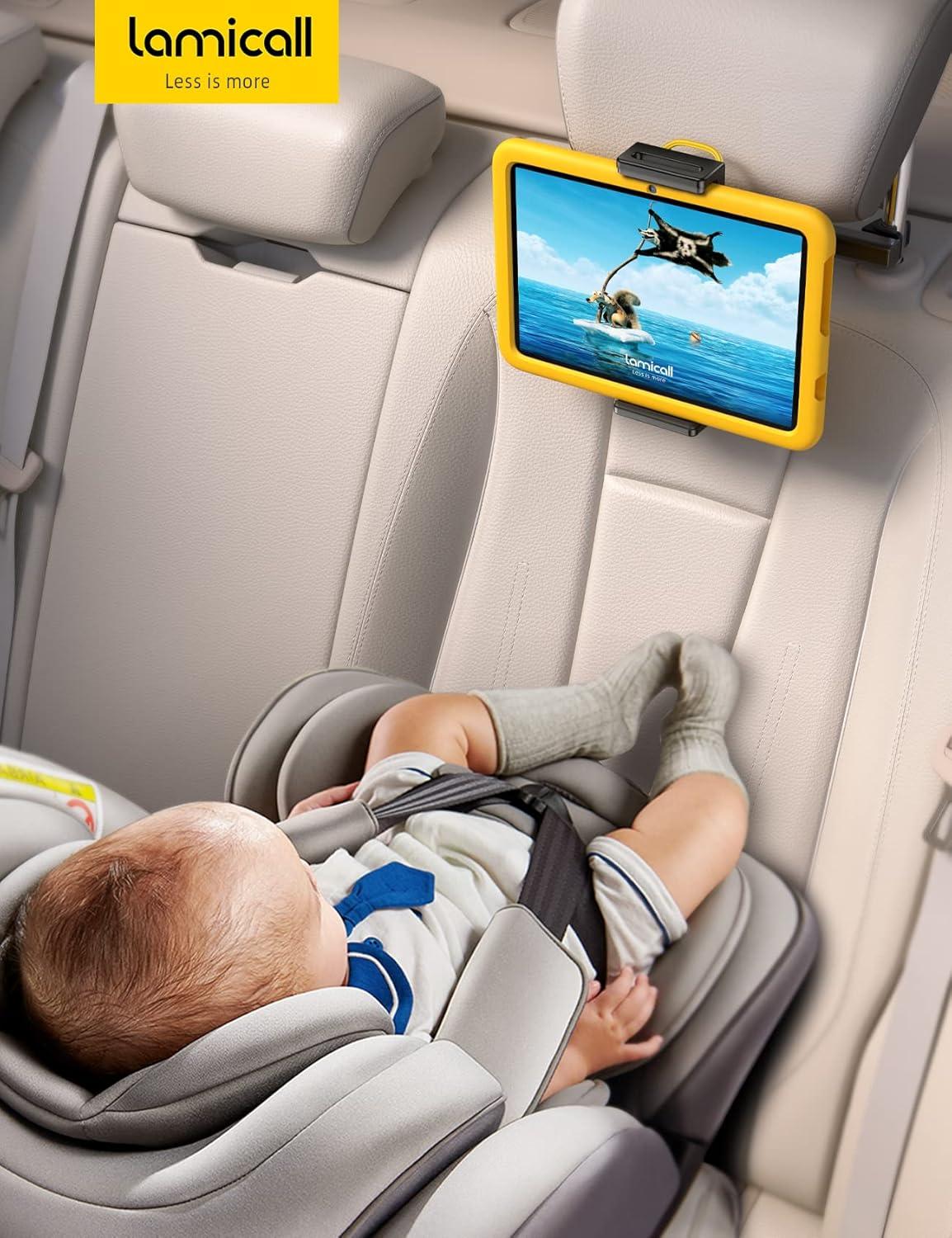 imageLamicall Car Tablet Headrest Holder  Car Back Seat Headrest Tablet Mount Stand for Kids Road Trip Essentials Compatible with 2024 iPad Pro 1113quot Air Mini Galaxy Tab 4713quot Devices BlackBlack