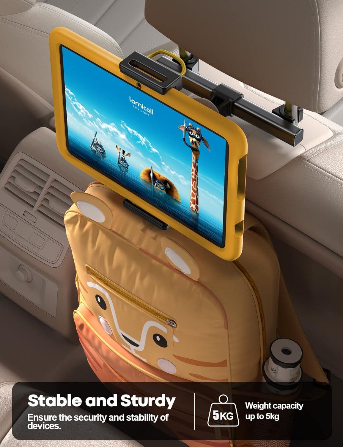 imageLamicall Car Tablet Headrest Holder  Car Back Seat Headrest Tablet Mount Stand for Kids Road Trip Essentials Compatible with 2024 iPad Pro 1113quot Air Mini Galaxy Tab 4713quot Devices BlackBlack