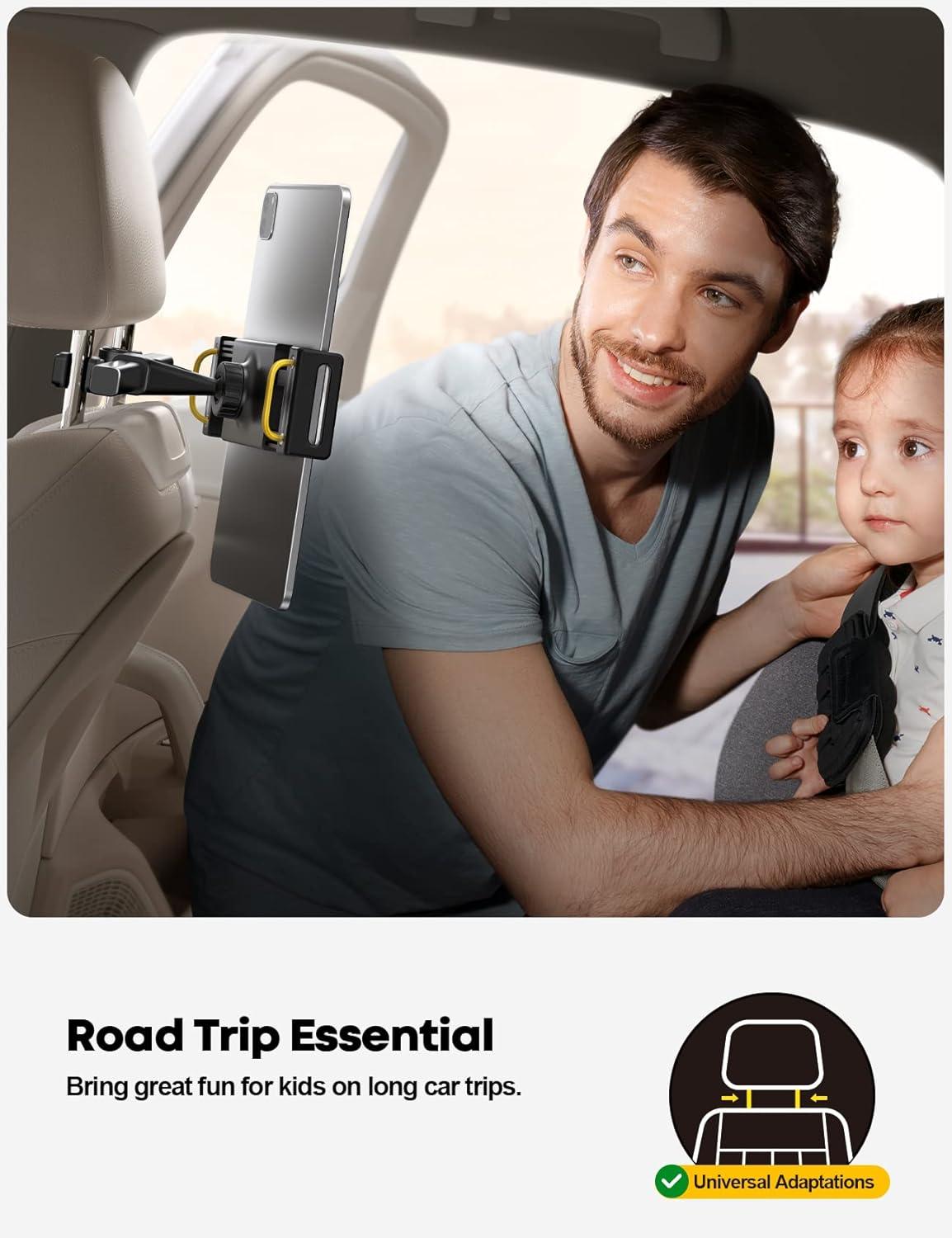 imageLamicall Car Tablet Headrest Holder  Car Back Seat Headrest Tablet Mount Stand for Kids Road Trip Essentials Compatible with 2024 iPad Pro 1113quot Air Mini Galaxy Tab 4713quot Devices BlackBlack