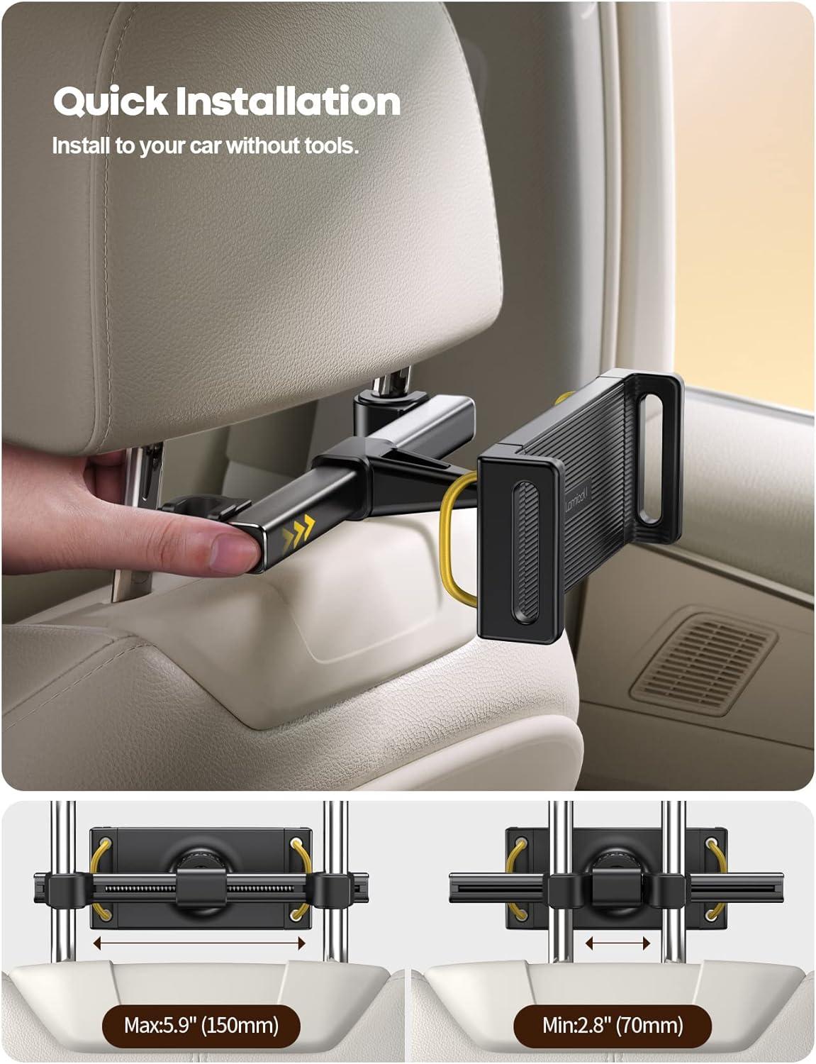 imageLamicall Car Tablet Headrest Holder  Car Back Seat Headrest Tablet Mount Stand for Kids Road Trip Essentials Compatible with 2024 iPad Pro 1113quot Air Mini Galaxy Tab 4713quot Devices BlackBlack