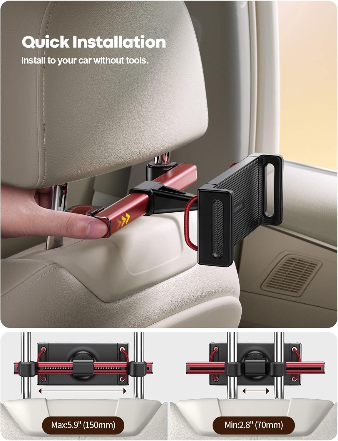 imageLamicall Car Tablet Headrest Holder  Car Back Seat Headrest Tablet Mount Stand for Kids Road Trip Essentials Compatible with 2024 iPad Pro 1113quot Air Mini Galaxy Tab 4713quot Devices BlackRed