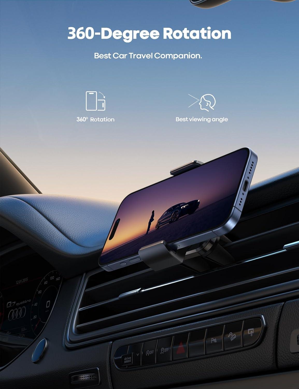 imageLamicall Car Vent Phone Mount  Air Vent Clip Holder Universal Stand Hands Free Cradle Compatible with Cell Phone 16 15 14 13 12 Mini 11 Pro Xs Max Xr X 8 7 6 6s Plus SE Smartphones Black1Black