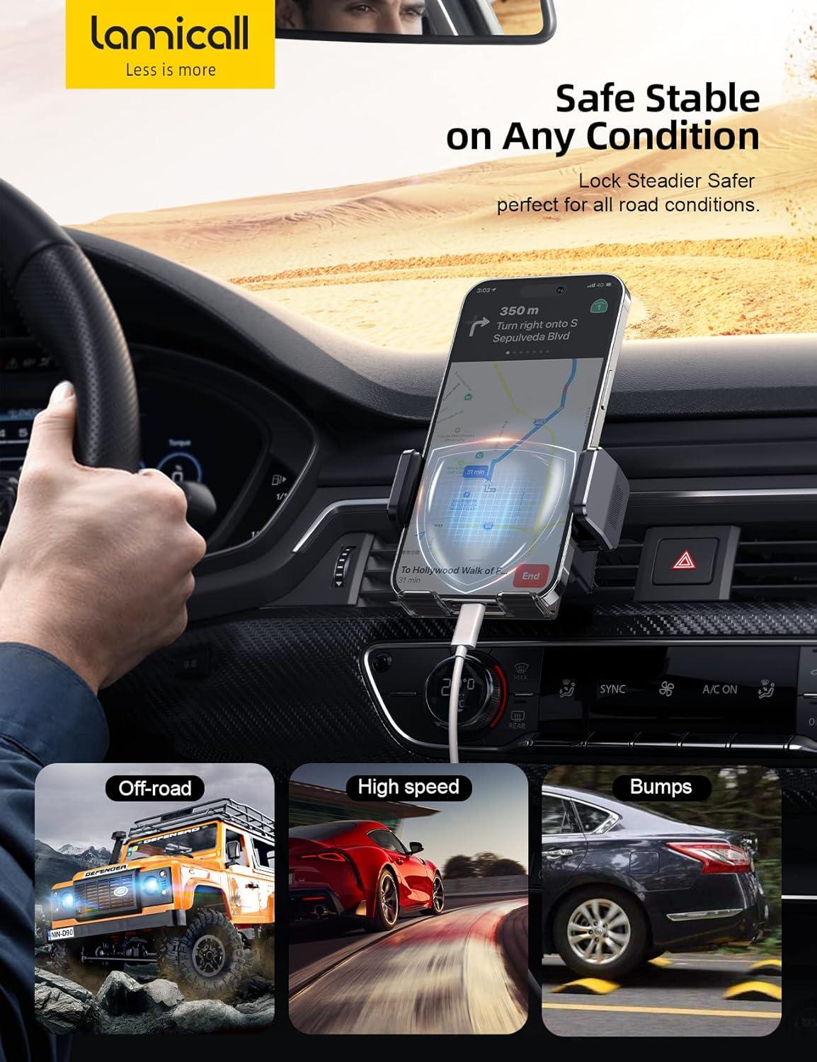 imageLamicall Car Vent Phone Mount Phone Holder for Car Air Vent Clip in Vehicle Big Phone ampamp Thick Cases Friendly Hands Free Cell Phone Automobile Clamp Cradles Fit for All iPhone Samsung Phones