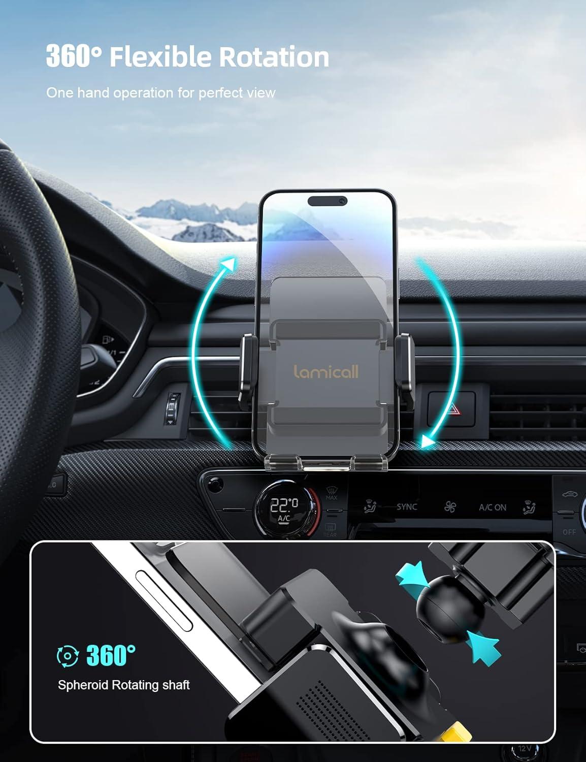 imageLamicall Car Vent Phone Mount Phone Holder for Car Air Vent Clip in Vehicle Big Phone ampamp Thick Cases Friendly Hands Free Cell Phone Automobile Clamp Cradles Fit for All iPhone Samsung Phones