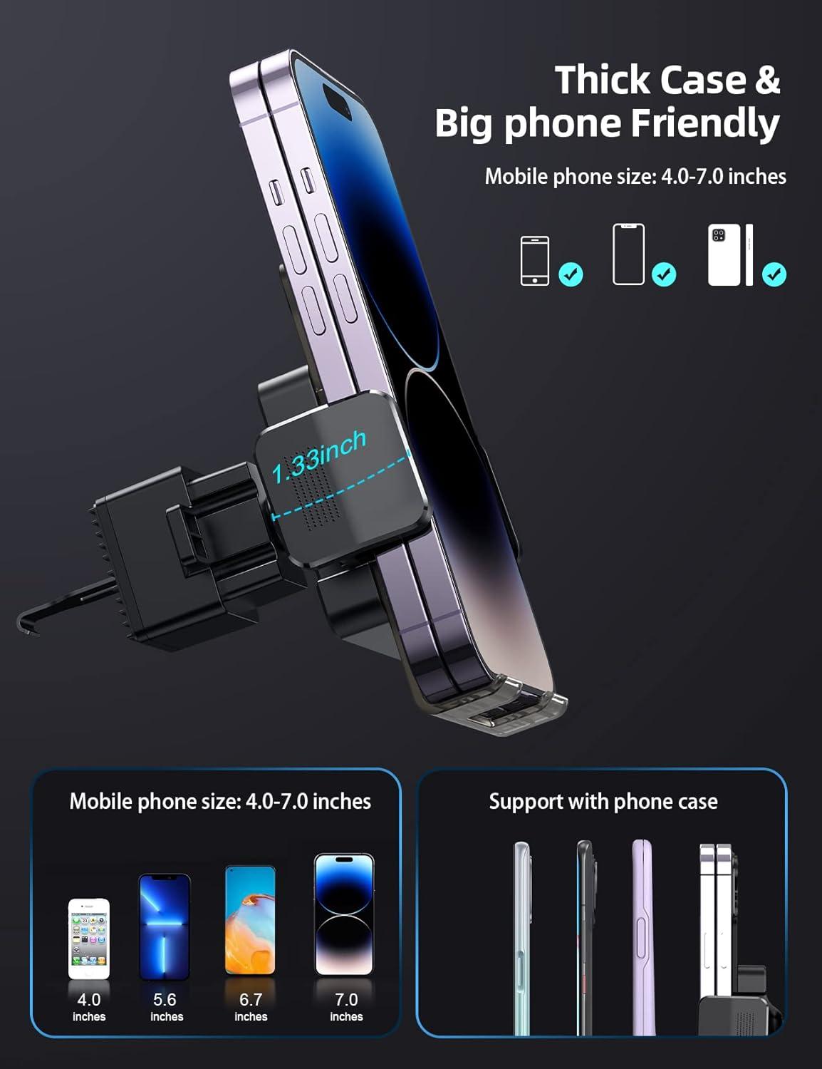 imageLamicall Car Vent Phone Mount Phone Holder for Car Air Vent Clip in Vehicle Big Phone ampamp Thick Cases Friendly Hands Free Cell Phone Automobile Clamp Cradles Fit for All iPhone Samsung Phones