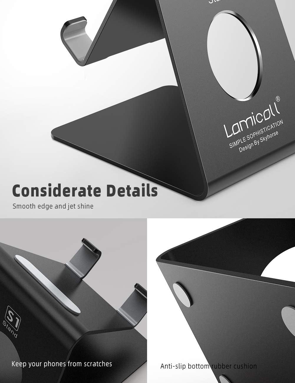 imageLamicall Cell Phone Stand Phone Dock Cradle Holder Stand for Office Desk  BlackBlack