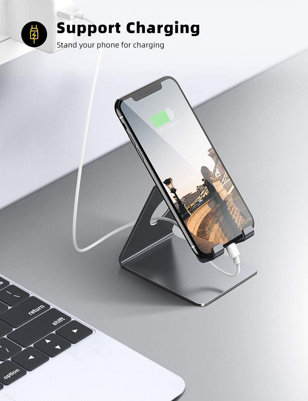 imageLamicall Cell Phone Stand Phone Dock Cradle Holder Stand for Office Desk  Blackgrey