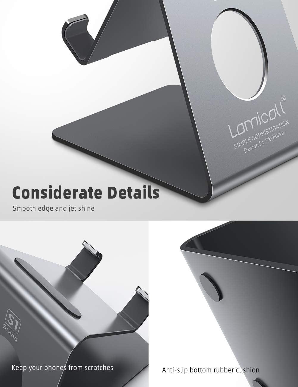 imageLamicall Cell Phone Stand Phone Dock Cradle Holder Stand for Office Desk  Blackgrey