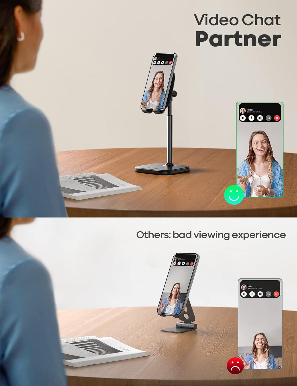 imageLamicall Cell Phone Stand Phone Holder  Height Angle Adjustable Mobile Phone Stand for Desk Office Compatible with iPhone 14 Plus 13 Pro Pro Max Mini 12 11 X Xr XS 410quot Cellphone ampamp Tablet