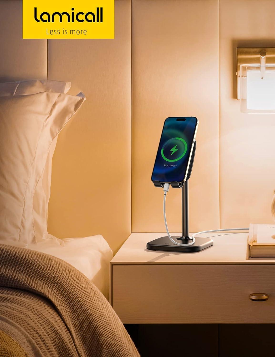 imageLamicall Cell Phone Stand Phone Holder  Height Angle Adjustable Mobile Phone Stand for Desk Office Compatible with iPhone 14 Plus 13 Pro Pro Max Mini 12 11 X Xr XS 410quot Cellphone ampamp Tablet