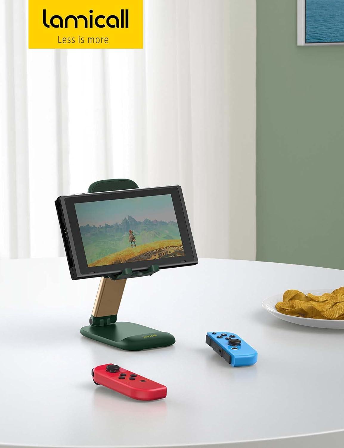 imageLamicall Cell Phone Stand for Desk  Height Adjustable Foldable Mobile Phone Holder Portable Stand for iPhone 16 15 14 13 12 11 Pro Max Plus Galaxy S25 S24 All Cellphones Office AccessoriesDark Green