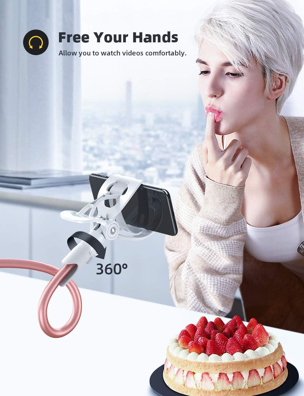 imageLamicall Gooseneck Phone Holder for Bed  Cell Phone Mount Clamp Clip Flexible Long Arm Overhead Mount for Desk Headboard Bedside for iPhone 16 Pro Max 15 Pro Max 14 Plus 13 Mini ampamp 47quot PhoneRose Gold