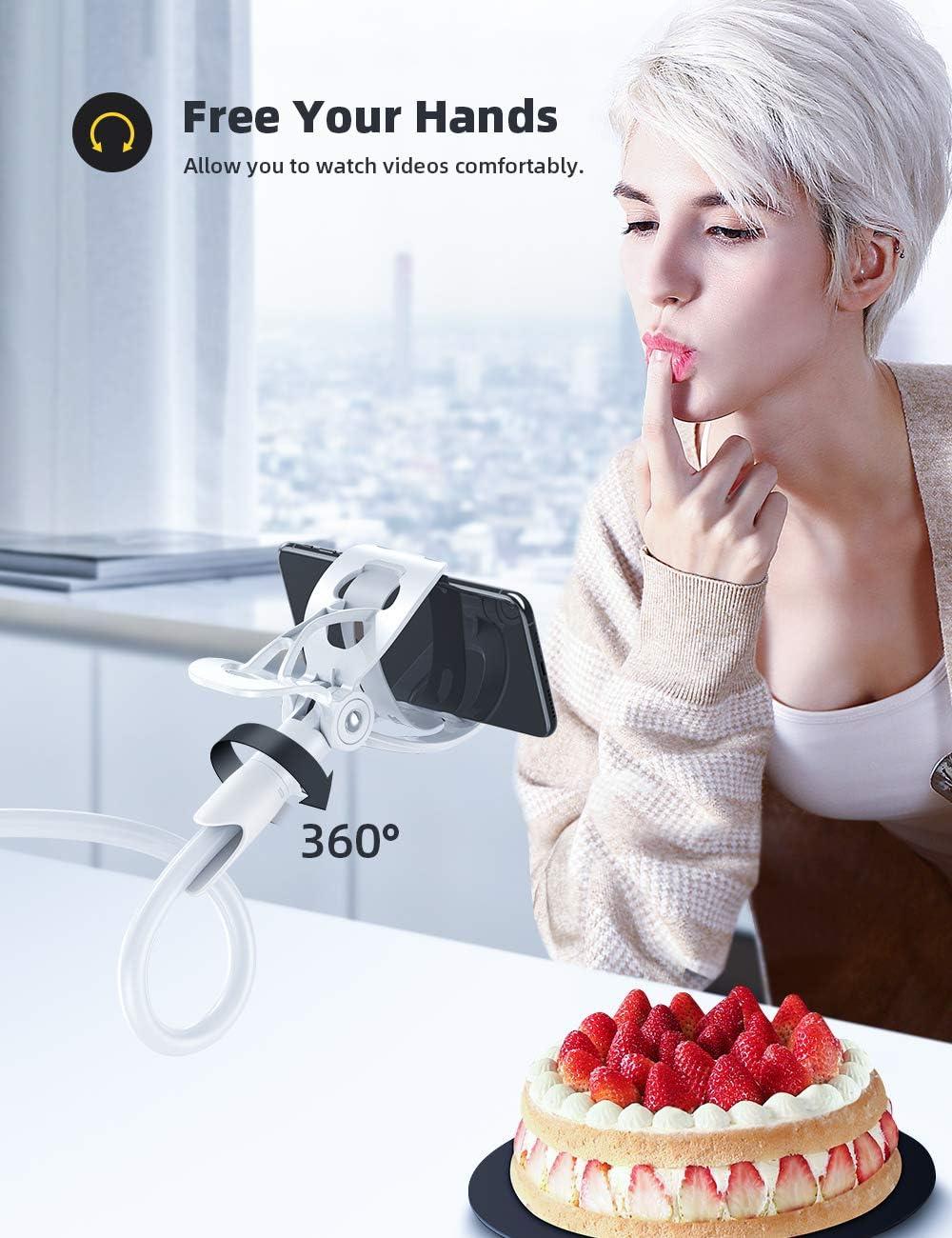 imageLamicall Gooseneck Phone Holder for Bed  Cell Phone Mount Clamp Clip Flexible Long Arm Overhead Mount for Desk Headboard Bedside for iPhone 16 Pro Max 15 Pro Max 14 Plus 13 Mini ampamp 47quot PhoneWhite