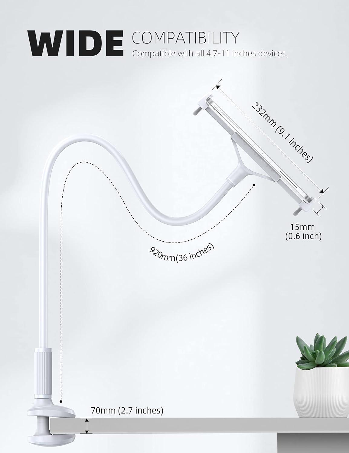 imageLamicall Gooseneck Tablet Mount Holder for Bed  Flexible Tablet Arm Clamp for Bed Compatible with Pad Mini 79 Air 97 Pro 105 Kindle Switch Galaxy Tabs More 4711quot Device  BlackWhite