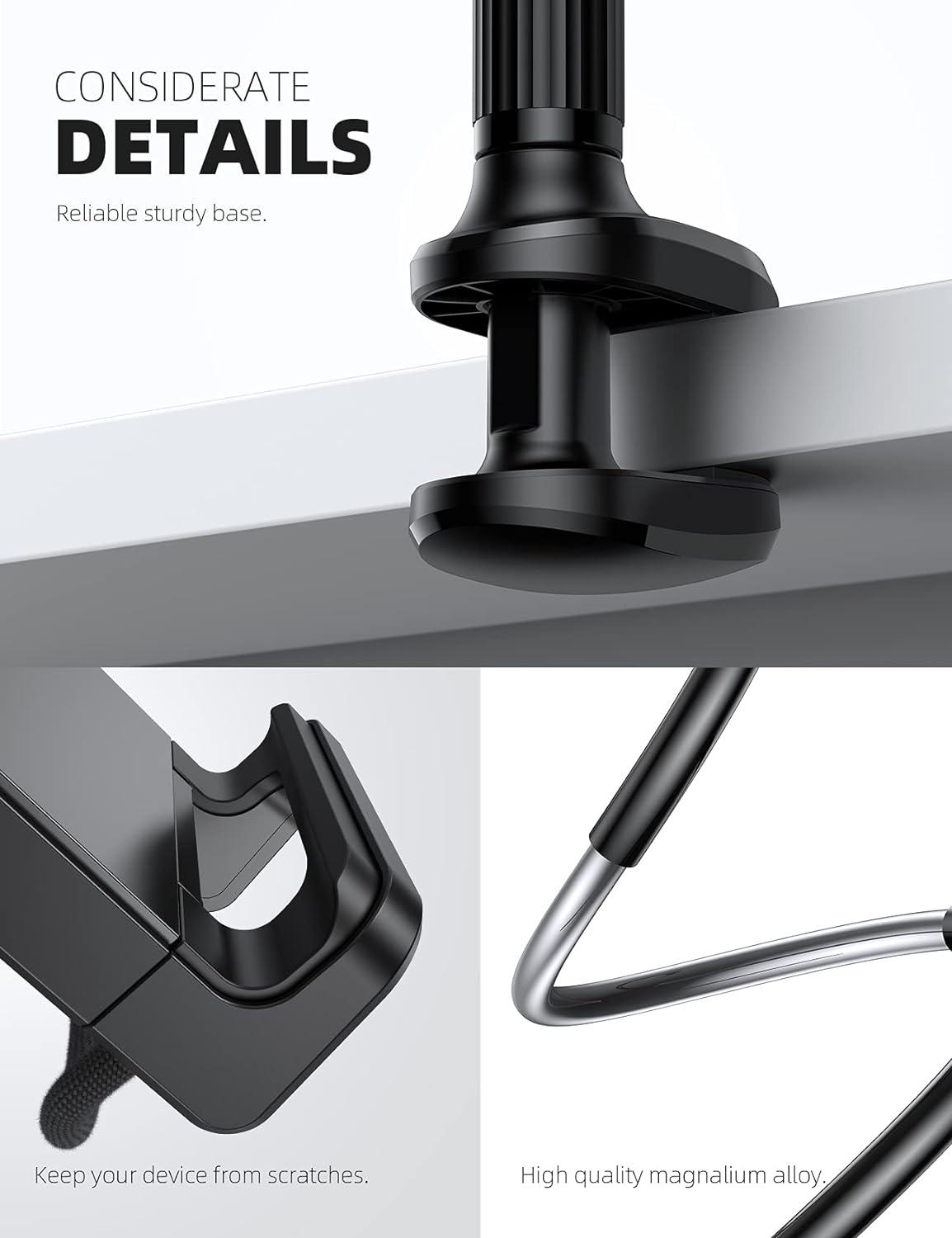 imageLamicall Gooseneck Tablet Mount Holder for Bed  Flexible Tablet Arm Clamp for Bed Compatible with Pad Mini 79 Air 97 Pro 105 Kindle Switch Galaxy Tabs More 4711quot Device  BlackBlack