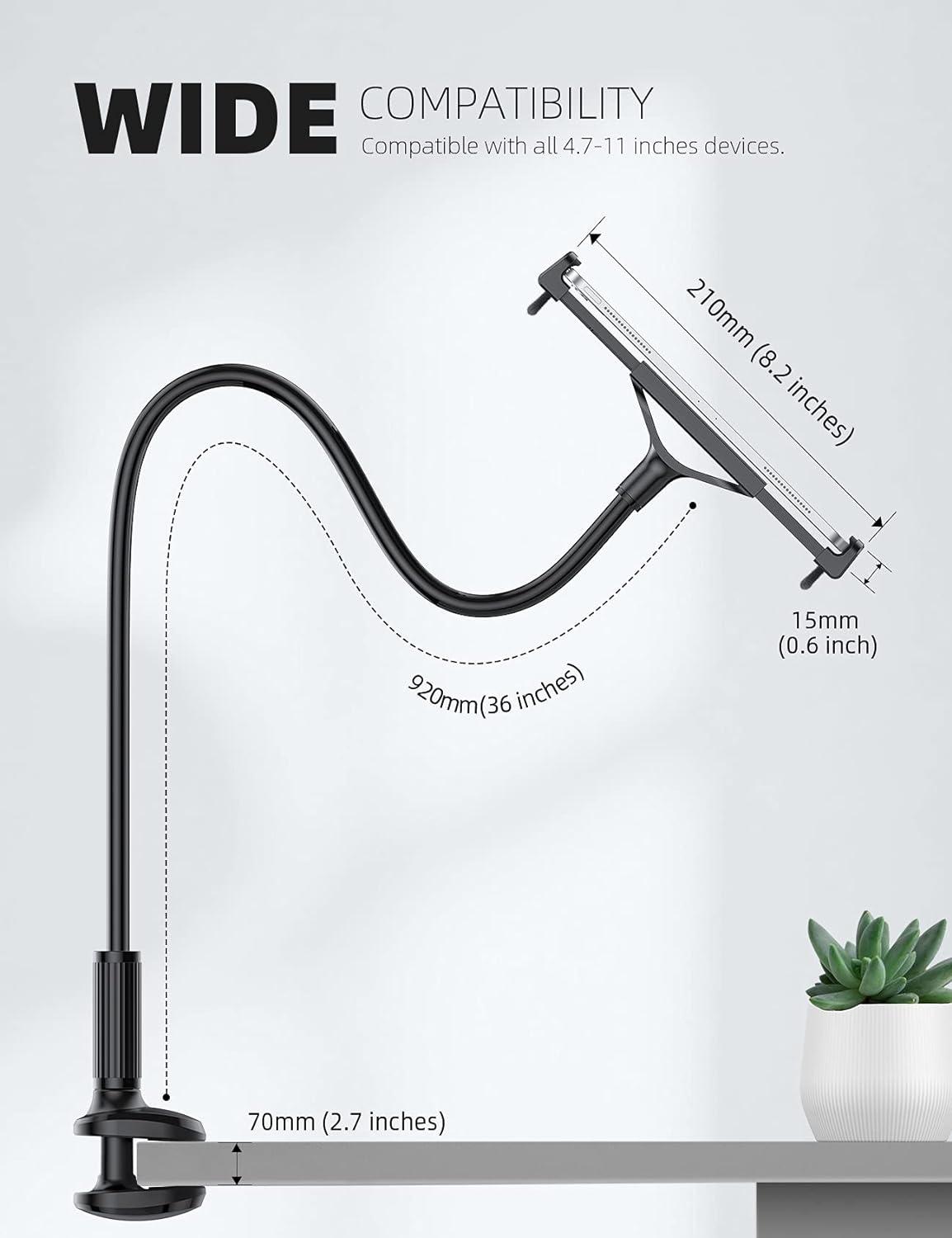 imageLamicall Gooseneck Tablet Mount Holder for Bed  Flexible Tablet Arm Clamp for Bed Compatible with Pad Mini 79 Air 97 Pro 105 Kindle Switch Galaxy Tabs More 4711quot Device  BlackBlack