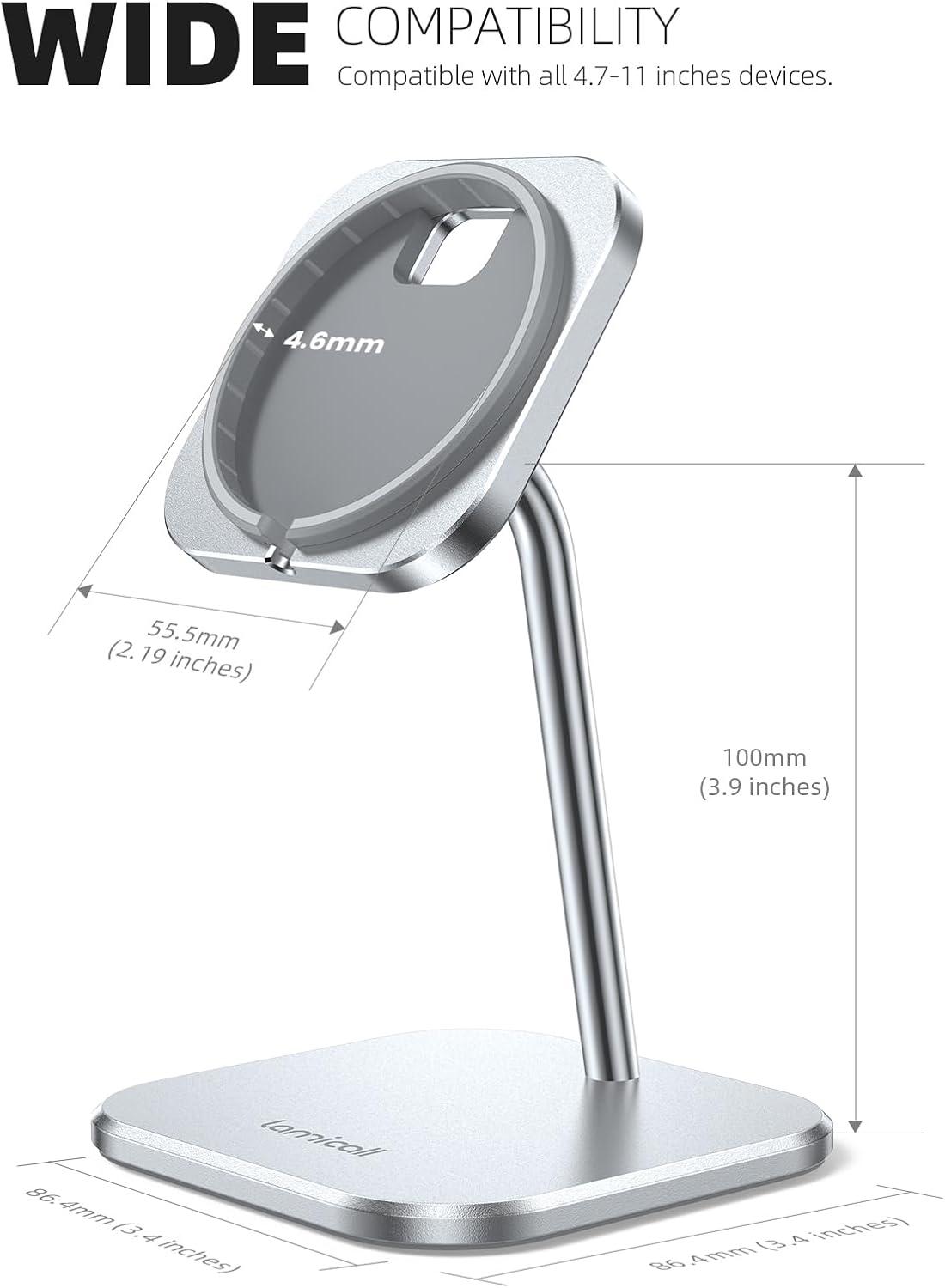 imageLamicall Phone Stand for Apple 15W MagSafe Charger  Charger Not Included 360 Rotation Adjustable Aluminum Charging Holder Dock for Desk Compatible with iPhone 16 15 14 13 12 Pro Pro Max Plusfor 25W Charger New Version  16 Series