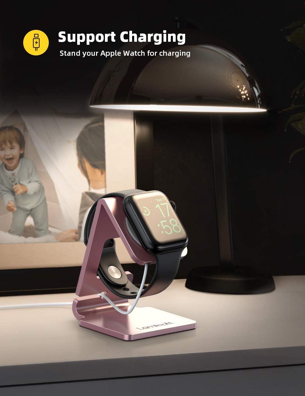 imageLamicall Watch Stand for Apple Watch Magnetic Fast Charger  Desk Charging Stand Holder Dock for Apple iWatch Series SE 10 9 8 7 6 5 4 3 2 1 Series Ultra49mm 46mm 45mm 44mm 42mm 41mm 40mm 38mmRose Gold