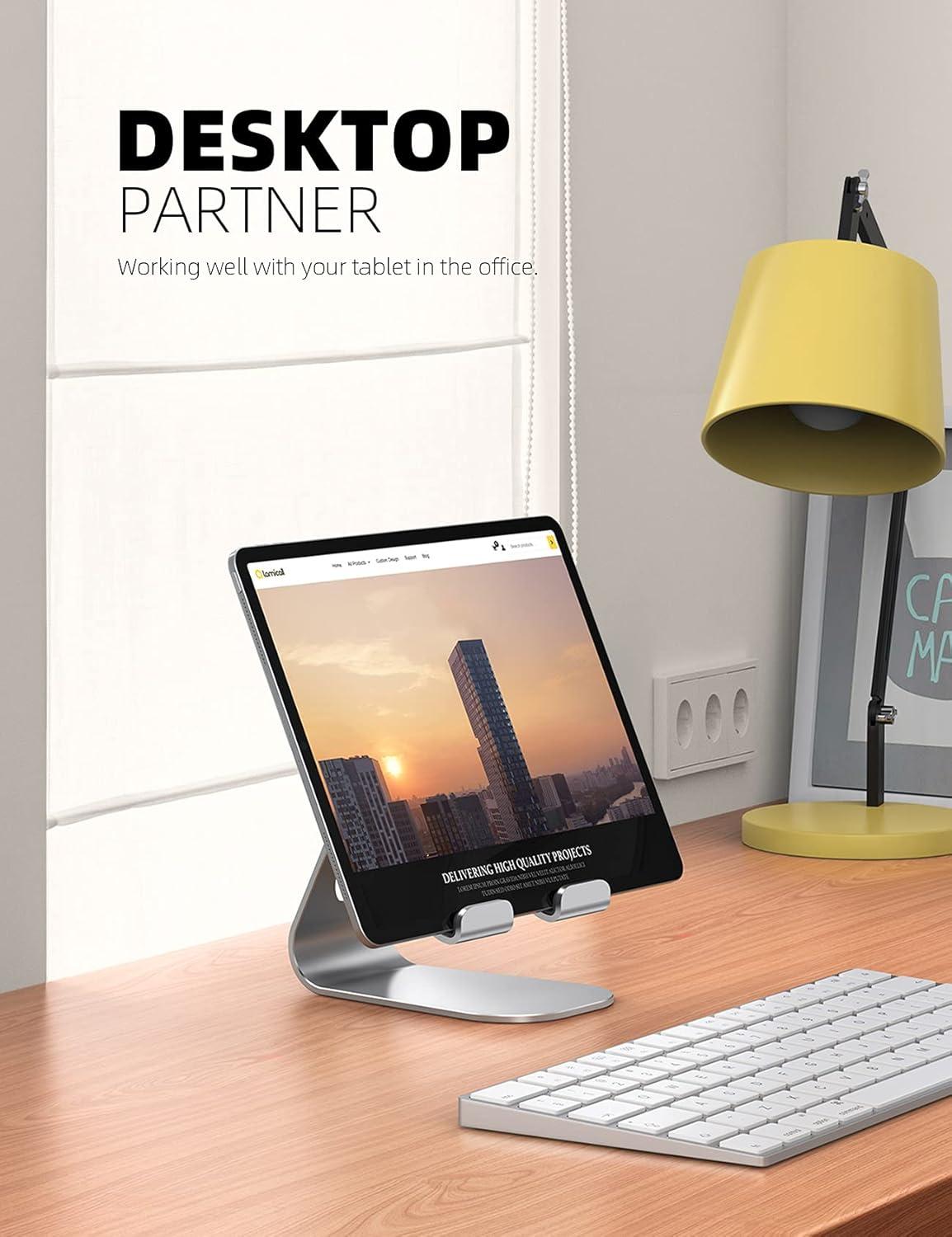 imageTablet Stand Adjustable Lamicall Tablet Stand  Desktop Stand Holder Dock Compatible with Tablet Such as iPad 2018 Pro 97 105 Air Mini 4 3 2 Kindle Nexus Accessories EReader 413 Black1Silver