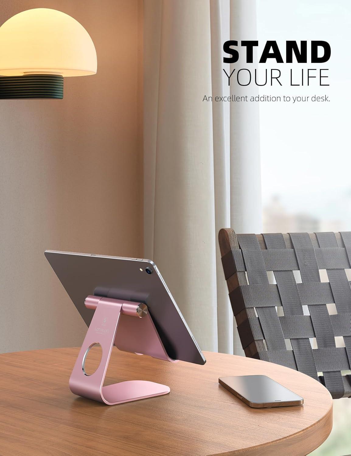 imageTablet Stand Adjustable Lamicall Tablet Stand  Desktop Stand Holder Dock Compatible with Tablet Such as iPad 2018 Pro 97 105 Air Mini 4 3 2 Kindle Nexus Accessories EReader 413 BlackRose Gold