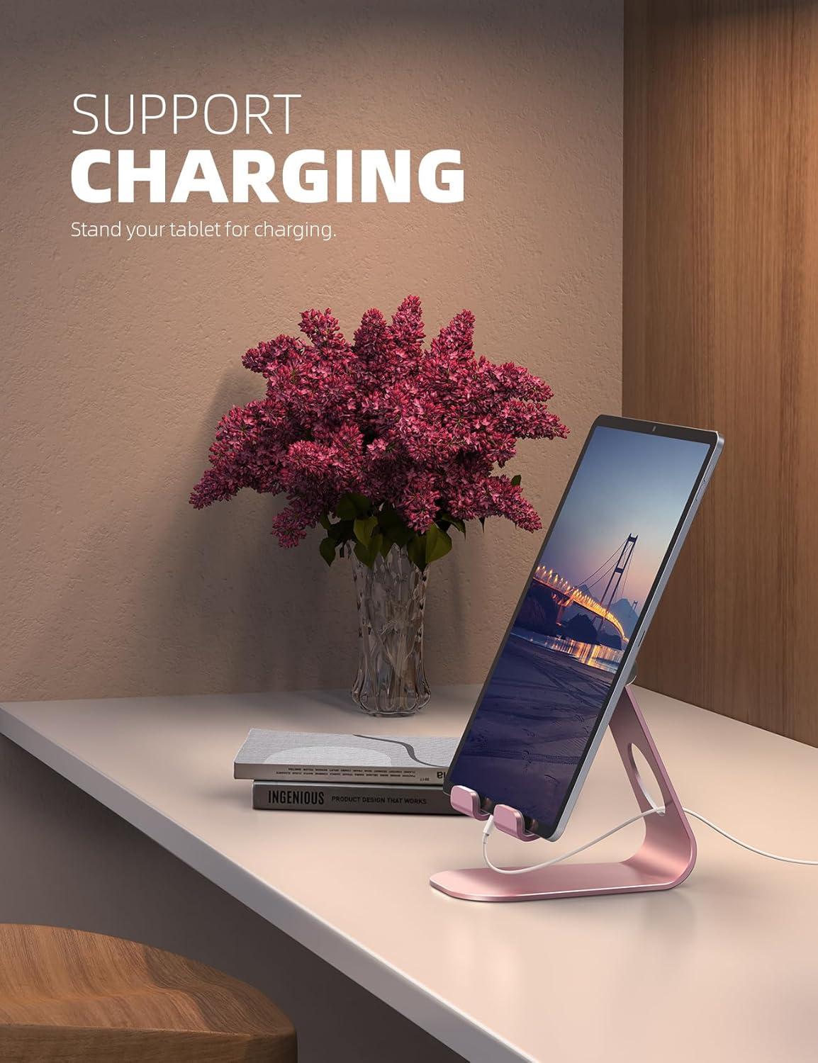 imageTablet Stand Adjustable Lamicall Tablet Stand  Desktop Stand Holder Dock Compatible with Tablet Such as iPad 2018 Pro 97 105 Air Mini 4 3 2 Kindle Nexus Accessories EReader 413 BlackRose Gold