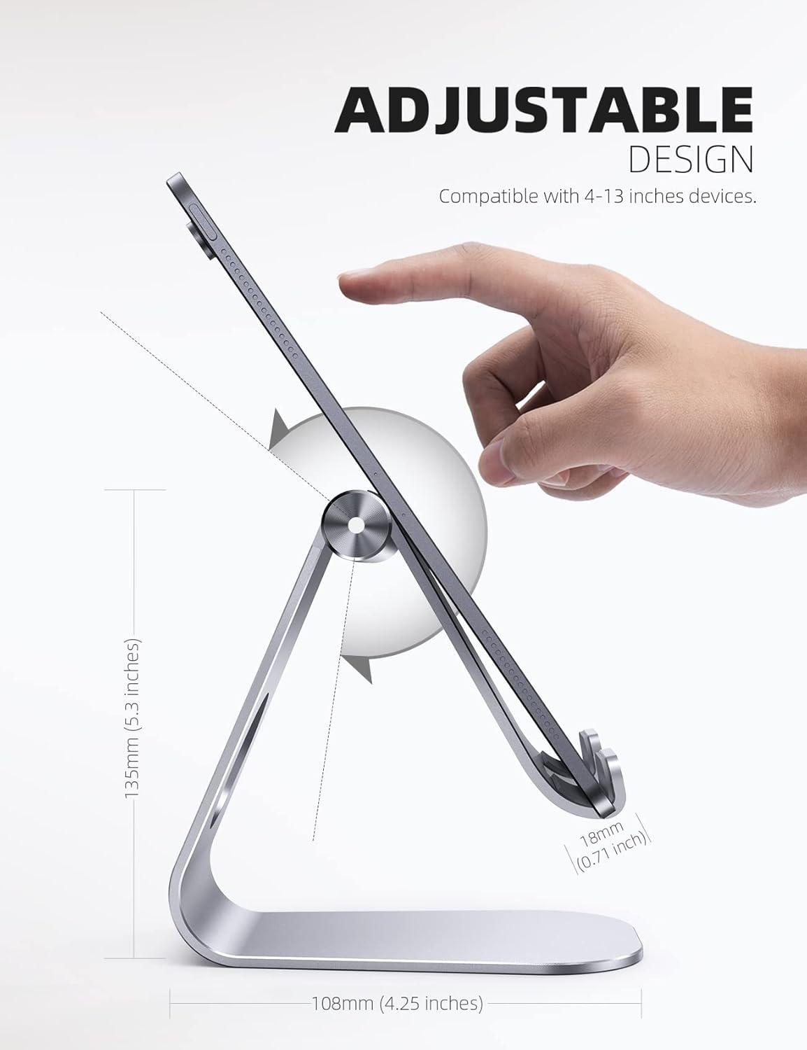 imageTablet Stand Adjustable Lamicall Tablet Stand  Desktop Stand Holder Dock Compatible with Tablet Such as iPad 2018 Pro 97 105 Air Mini 4 3 2 Kindle Nexus Accessories EReader 413 Black1Silver