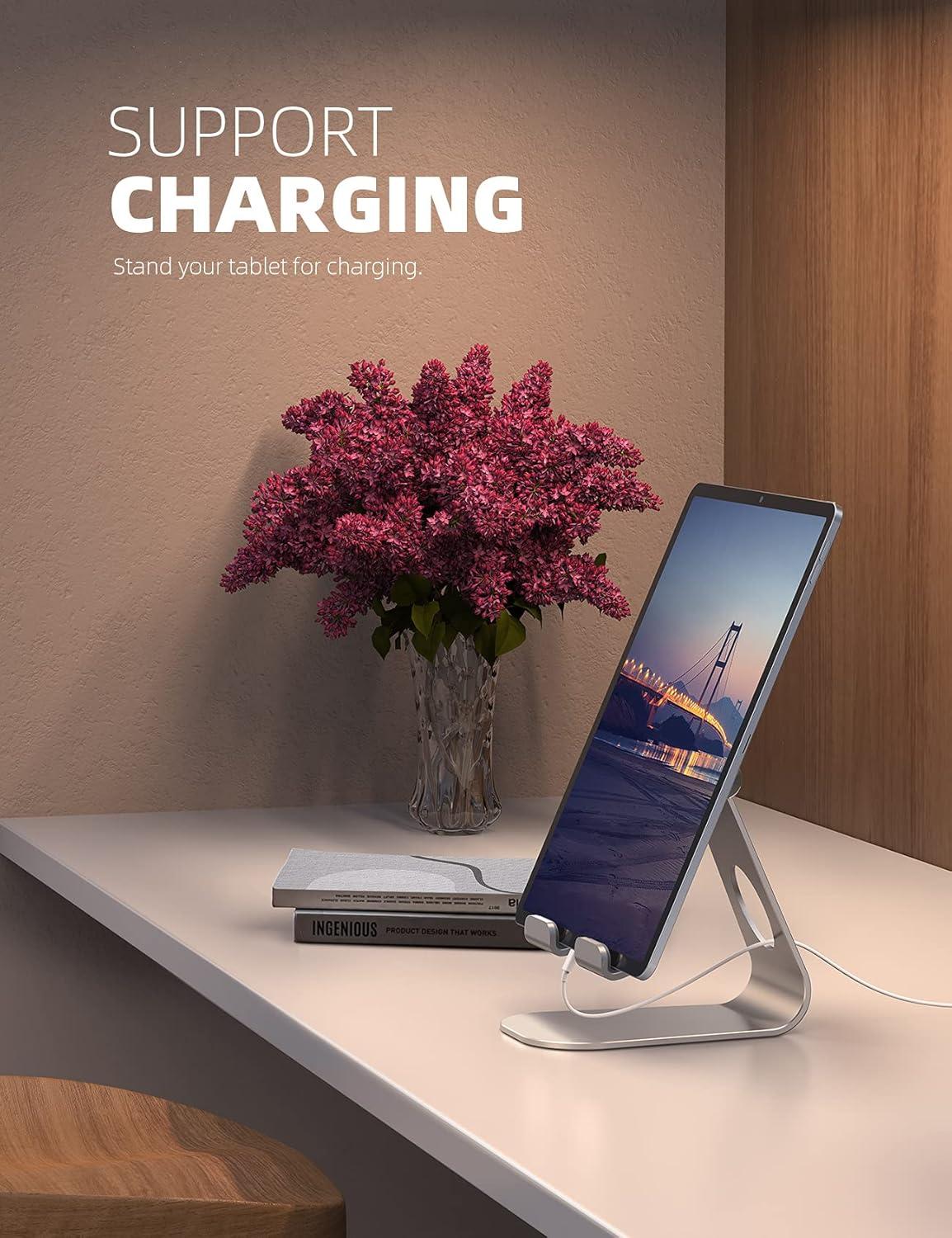 imageTablet Stand Adjustable Lamicall Tablet Stand  Desktop Stand Holder Dock Compatible with Tablet Such as iPad 2018 Pro 97 105 Air Mini 4 3 2 Kindle Nexus Accessories EReader 413 Black1Silver