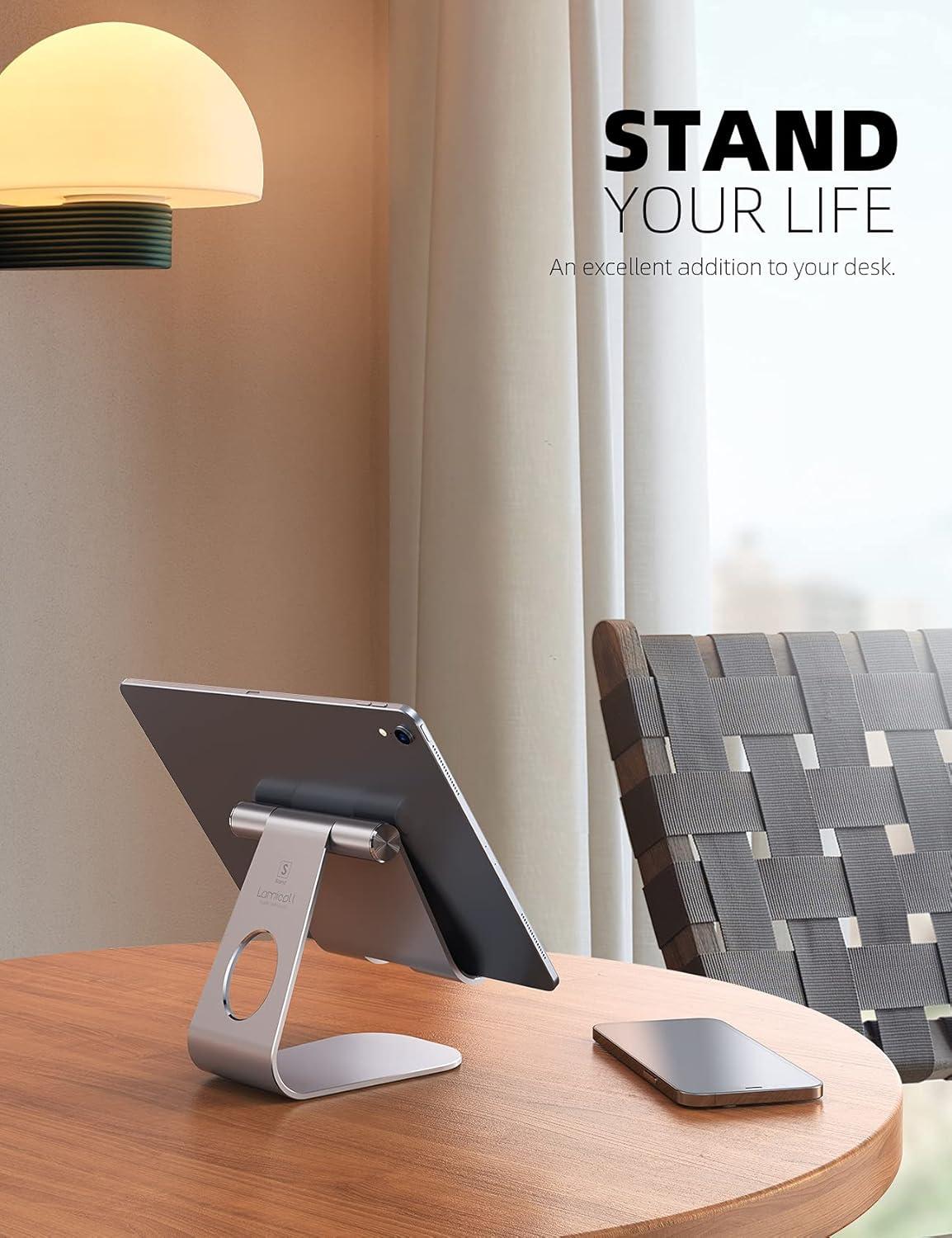 imageTablet Stand Adjustable Lamicall Tablet Stand  Desktop Stand Holder Dock Compatible with Tablet Such as iPad 2018 Pro 97 105 Air Mini 4 3 2 Kindle Nexus Accessories EReader 413 Black1Silver