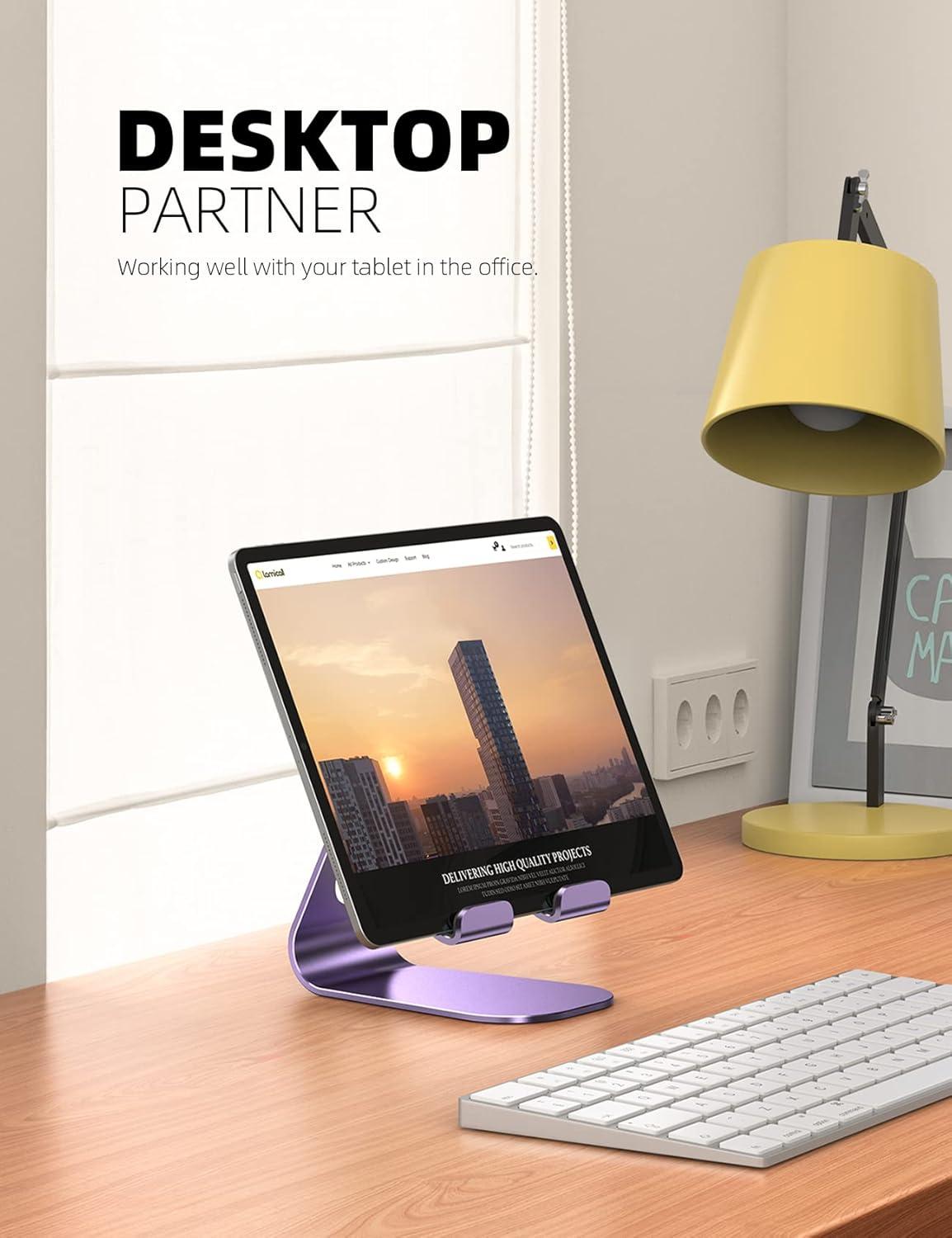 imageTablet Stand Adjustable Lamicall Tablet Stand  Desktop Stand Holder Dock Compatible with Tablet Such as iPad 2018 Pro 97 105 Air Mini 4 3 2 Kindle Nexus Accessories EReader 413 BlackPurple
