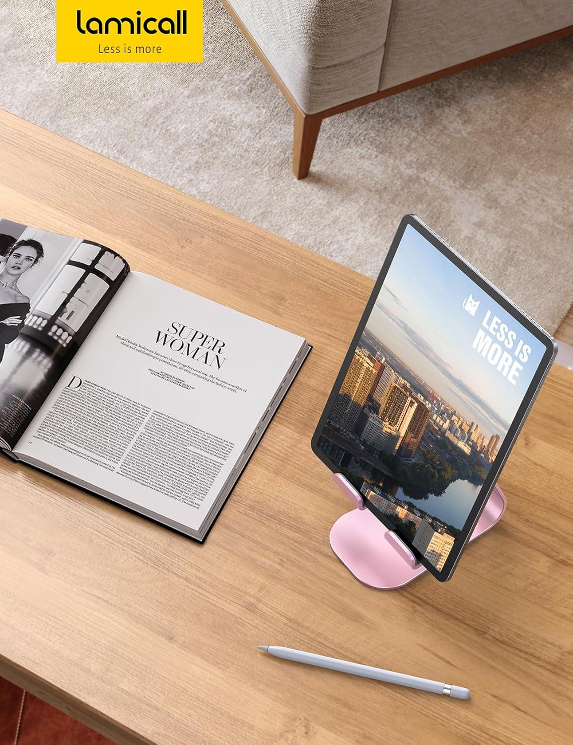 imageTablet Stand Adjustable Lamicall Tablet Stand  Desktop Stand Holder Dock Compatible with Tablet Such as iPad 2018 Pro 97 105 Air Mini 4 3 2 Kindle Nexus Accessories EReader 413 BlackRose Gold