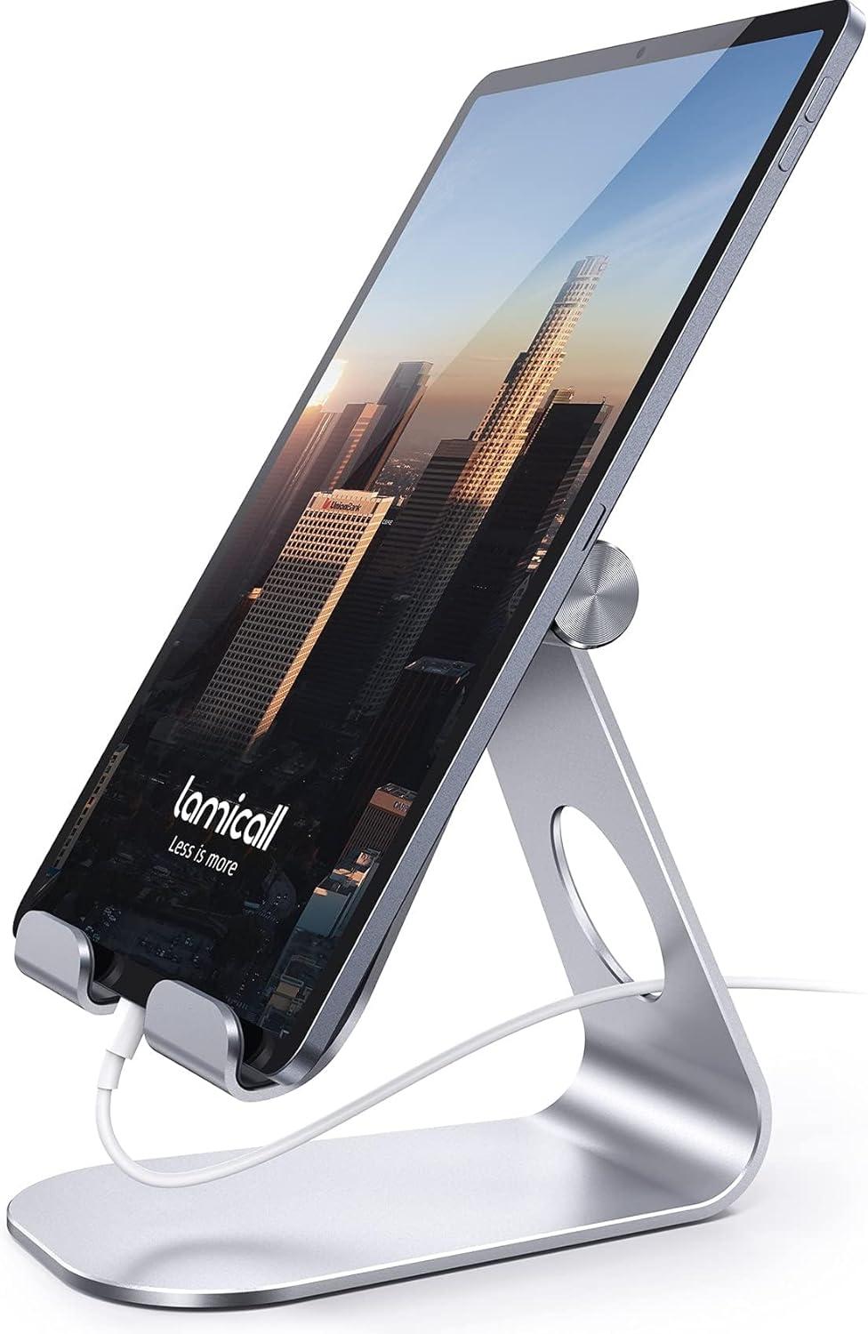 imageTablet Stand Adjustable Lamicall Tablet Stand  Desktop Stand Holder Dock Compatible with Tablet Such as iPad 2018 Pro 97 105 Air Mini 4 3 2 Kindle Nexus Accessories EReader 413 Black1Silver