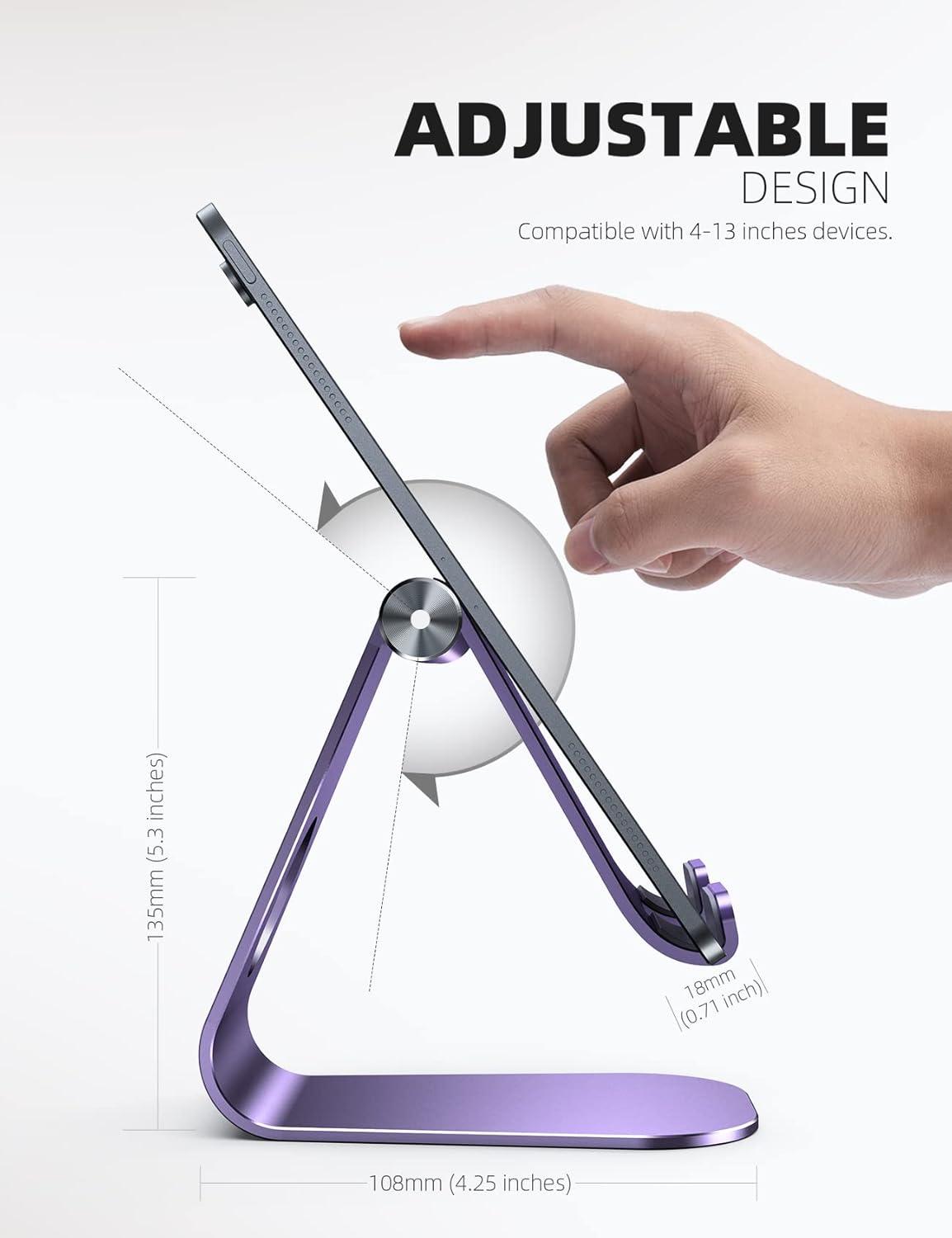 imageTablet Stand Adjustable Lamicall Tablet Stand  Desktop Stand Holder Dock Compatible with Tablet Such as iPad 2018 Pro 97 105 Air Mini 4 3 2 Kindle Nexus Accessories EReader 413 BlackPurple