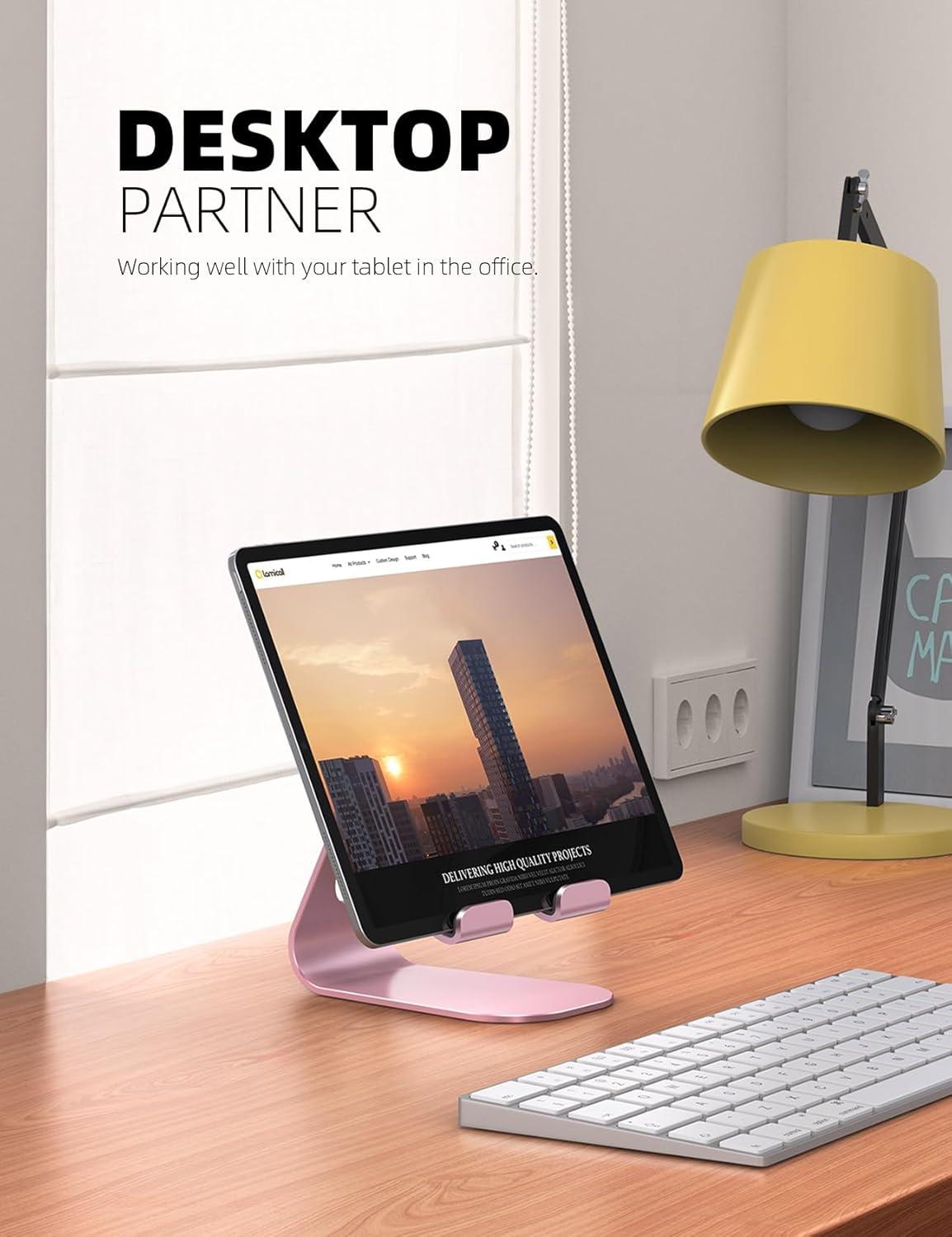 imageTablet Stand Adjustable Lamicall Tablet Stand  Desktop Stand Holder Dock Compatible with Tablet Such as iPad 2018 Pro 97 105 Air Mini 4 3 2 Kindle Nexus Accessories EReader 413 BlackRose Gold