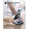 imageLamicall Aluminum Metal Adjustable Cell Phone Stand Desk  Heavy Duty Metal Foldable Desktop Phone Holder Cradle Dock for iPhone 16 15 14 Plus Pro Pro Max 13 12 X XS411 Phone SliverGrey