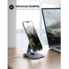 imageLamicall Aluminum Metal Adjustable Cell Phone Stand Desk  Heavy Duty Metal Foldable Desktop Phone Holder Cradle Dock for iPhone 16 15 14 Plus Pro Pro Max 13 12 X XS411 Phone SliverGrey