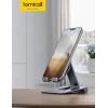 imageLamicall Aluminum Metal Adjustable Cell Phone Stand Desk  Heavy Duty Metal Foldable Desktop Phone Holder Cradle Dock for iPhone 16 15 14 Plus Pro Pro Max 13 12 X XS411 Phone SliverGrey